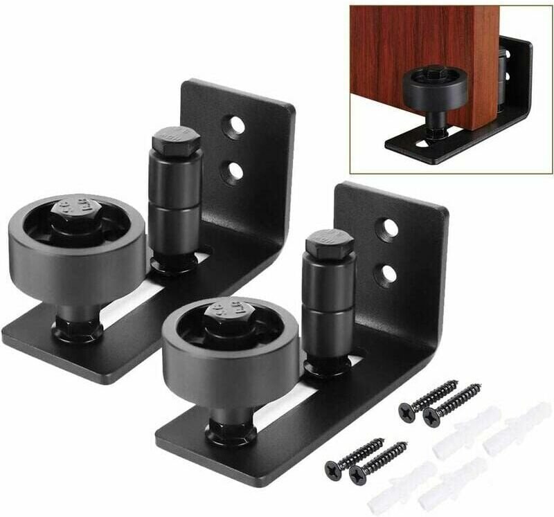 Cyslmuk - Set mit 2 multifunktionalen Bodenschienen für Scheunentore, verstellbare Rollenbodenschienen für Schiebetüren