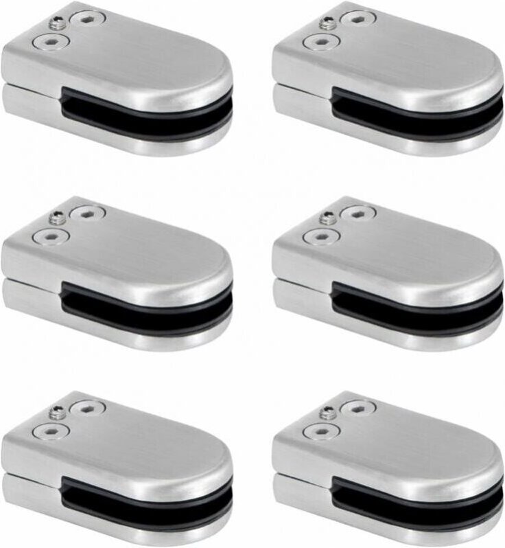 6 Stück Glasklemmen, Edelstahl-Glasklemmen, 6–8 mm, Glasklemmenhalterungen, verstellbare Glasklemmen, flache Rückseite, ...