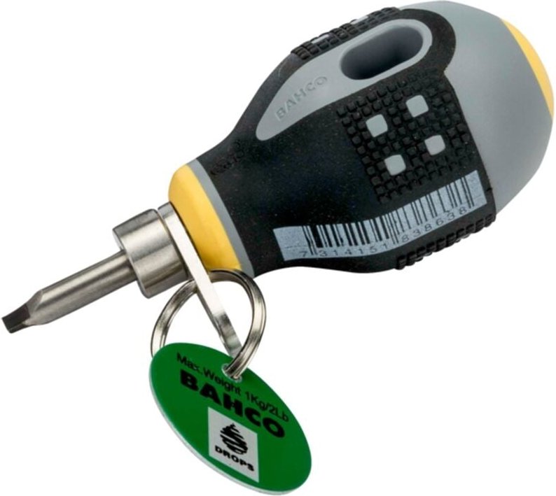 Bahco Kurzer ERGO Schlitzschraubendreher mit Sicherheitsspanner, 1 x 5,5 x 25 mm