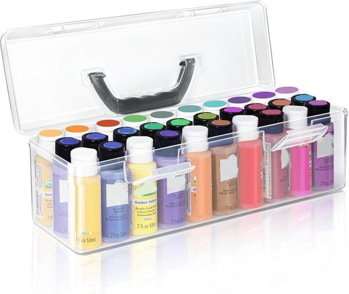 Aufbewahrungsbox für Acrylfarben, Box mit 30 Flaschen Fassungsvermögen für 2 Flüssigunzen Farbe, Aufbewahrung