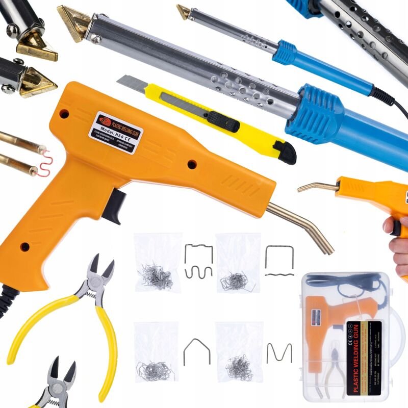 Rosfix Set Kunststoffschweißgerät BL80W + Heftgerät – 80 W, 600 °C, 230 V Inkl. 200 Klammern & Koffer Für Reparatur von ...