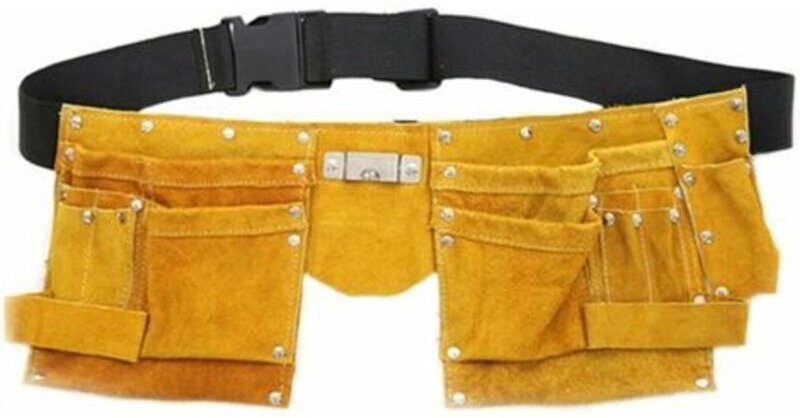 Werkzeuggürteltasche aus Leder, robuste Tasche mit Taschen für Heimwerker, Schreiner und Tischler (Männer und Frauen)