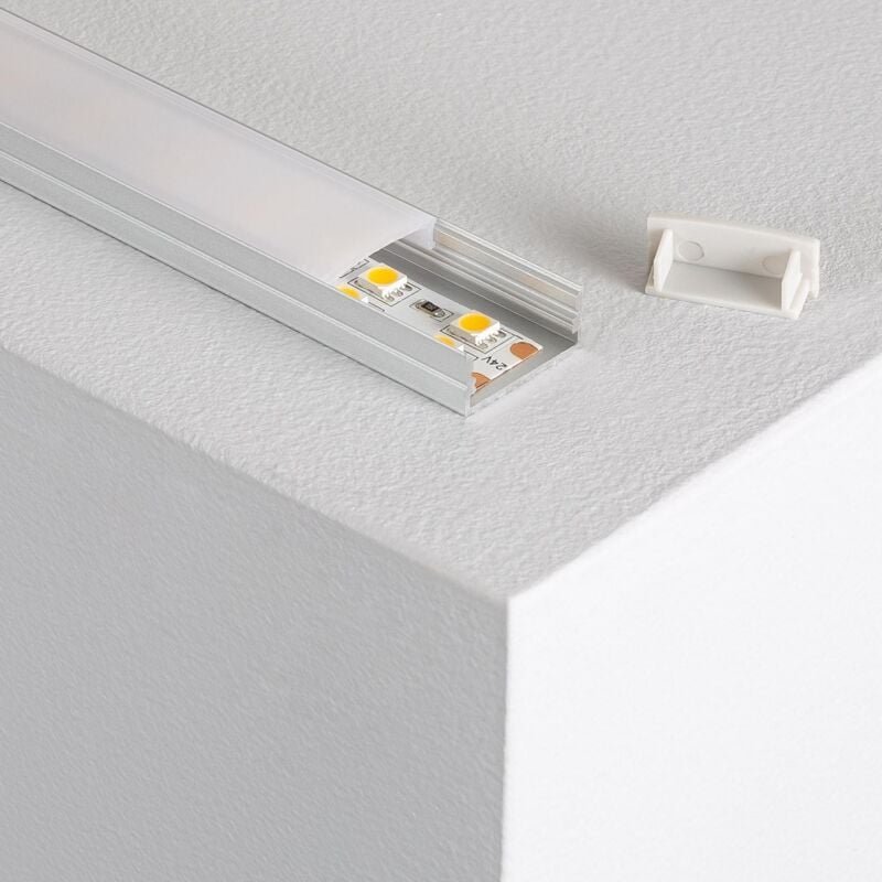 Ledkia - Aluminiumprofil Aufbau 2m mit für led Streifen bis 20 mm Milchweiße Klemme