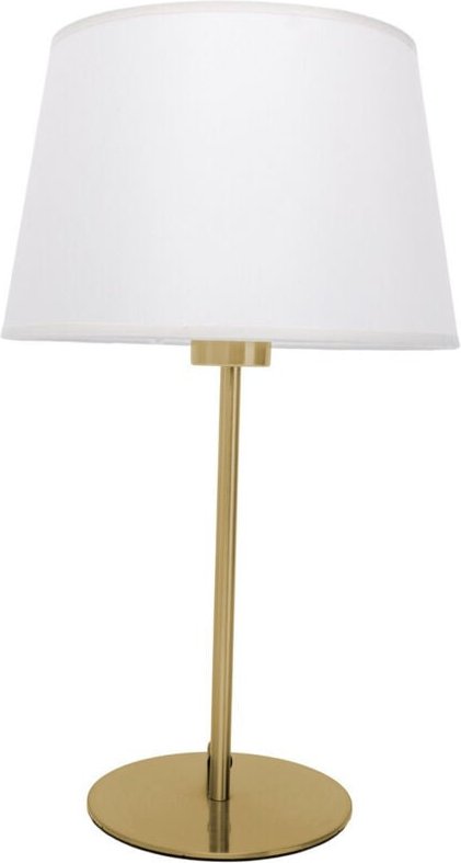 Naeve BOLOGNA Tischlampe mit rundem konischem Schirm Beige 1xE27 Messing Rose