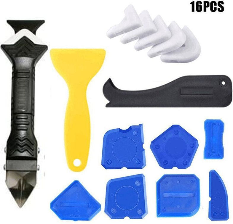 Fugenentferner-Werkzeuge – 16-teiliges Silikon-Fugenmörtel-Set, Silikon-Fugenglätter, Silikon-Fugenentferner, Dichtungsw...