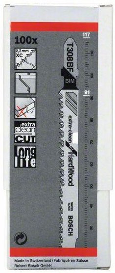 Stichsägeblatt t 308 bf Extraclean for Hard Wood - 100 Stück - Bosch