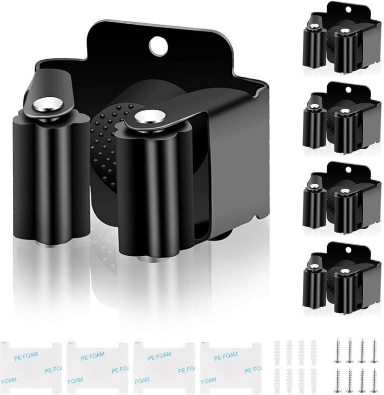 6-teiliger Wandbesenhalter, Wandbesenhalter aus Edelstahl, selbstklebender Wandbesenhalter-Organizer für Küche, Haushalt...