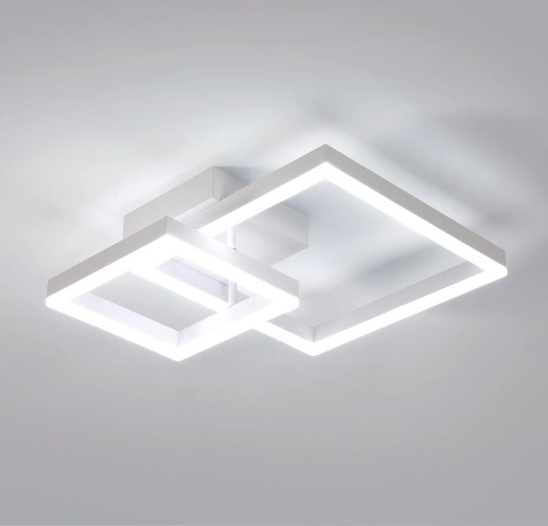 COMELY Große quadratische LED-Deckenleuchte aus Acryl, sandweiß, 36 W, Tageslichtweiß 6500 K, Farbwiedergabeindex (CRI) ...