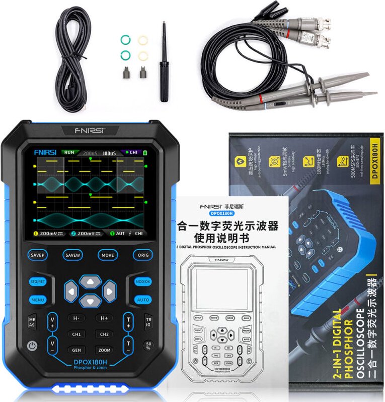 Oscilloscopio digitale portatile 2 in 1 a fluorescenza, a doppio canale con generatore di segnale da 20 MHz, larghezza d...