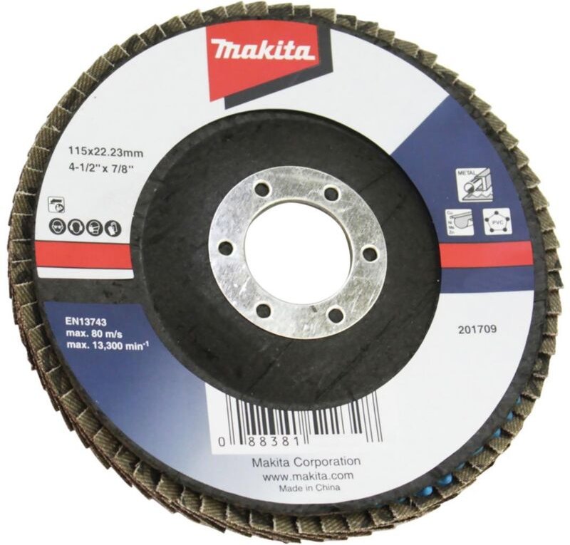 Fächerschleifscheibe 115 mm A120 - D-63460 - Makita