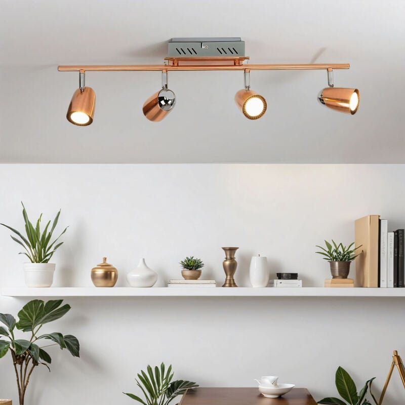 Led Deckenstrahler Edelstahl Glas verstellbar in Kupfer länglich 3000 k warmweißes Licht 1960 lm