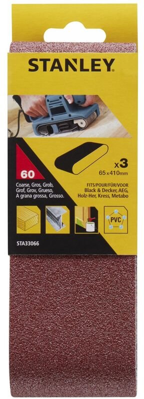 3 Schleifbänder. 65 x 410 mm. Korn 60. STY-STA33066-XJ