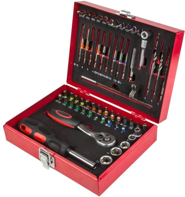 Dema - Ratschenkasten Knarrenkasten Ratschenset Knarrenset Ratsche Knarre Bit Set 60tlg