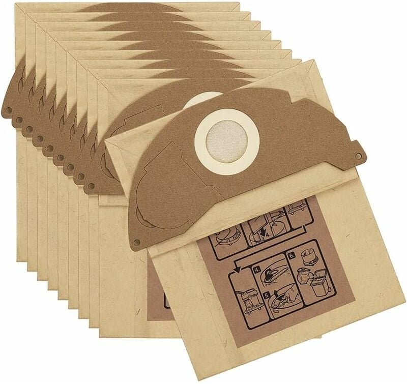 10 Stück Staubsaugerbeutel für Kärcher 6.904-322.0 Filtertüte für MV2, WD2