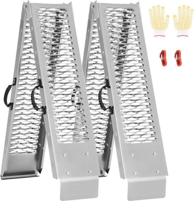 VEVOR Aluminium-Rampen 2-teilige Hochleistungsrampen Verladerrampe (453 kg belastbar) mit breiterer Rampenoberfläche, un...