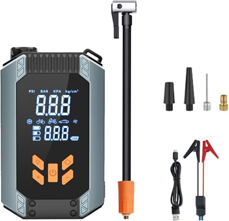 Tragbarer Bandopblazer für Auto, 150 PSI, tragbarer Luftpumpe für Fahrräder, mit LCD-Bildschirm, LED-Beleuchtung und int...