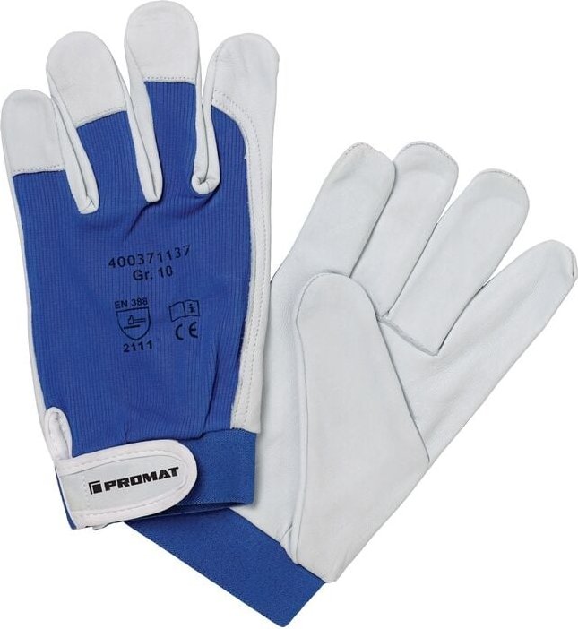 Handschuhe Donau Gr.10 natur/blau Nappaleder en 388 Kategorie ii - Promat