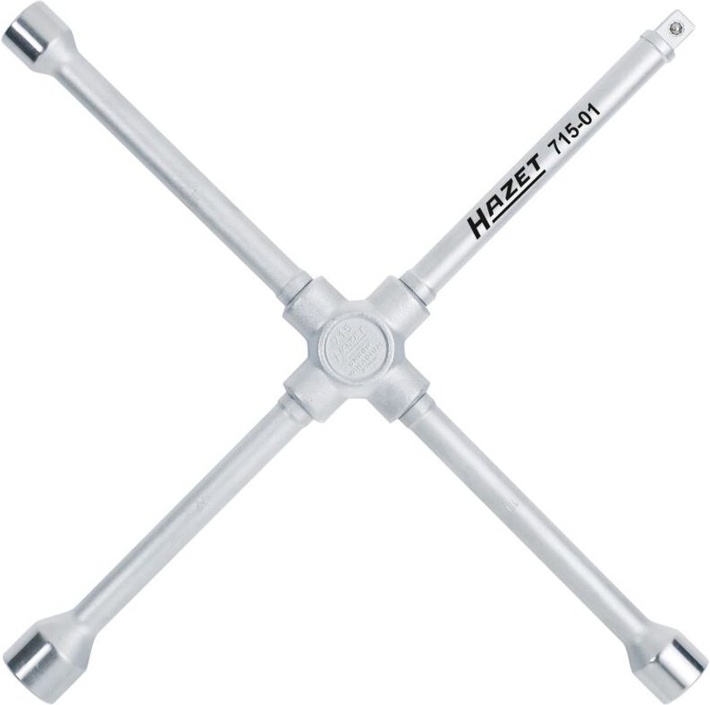 Kreuzschlüssel, Außen-Sechskant Profil, 17 x 19 x 22 x Außenvierkant 12,5 = 1/2 mm, 420 mm lang - Hazet