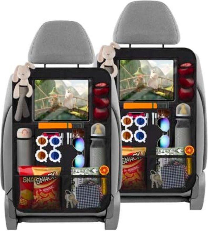 Kinder-Autositz-Organizer und -Schutz mit Tablet-Fach, 2er-Pack