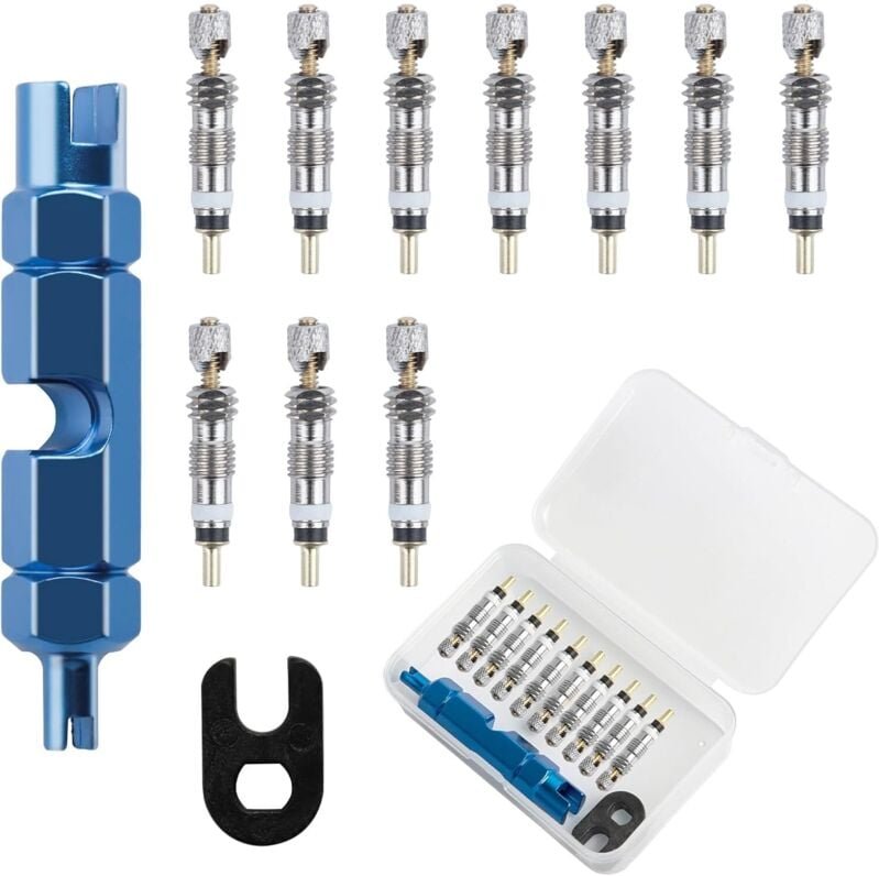 Jalleria - 12 Stück Presta-Ventilkerne, Presta-Ventilkerne mit 2 Teilen, Presta-Ventil-Set mit Ventilkernentferner, Pres...