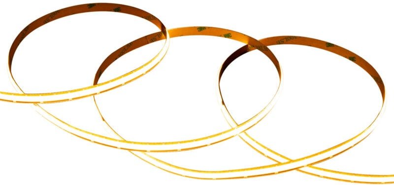 Efectoled - LED-Streifen 12V cob 500 LED/m 5m 12W/m 960lm/m Breite 8mm FreeCut IP20 2200K Superwarm