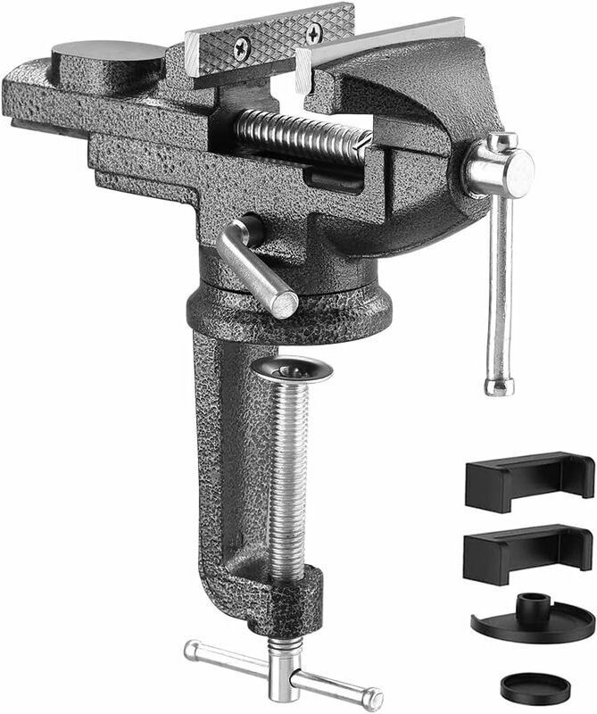 Schraubstock mit 70 mm Backenbreite, um 360 Grad drehbarem Fuß, aus Stahlguss, 800 kg Spannkraft (70 mm)