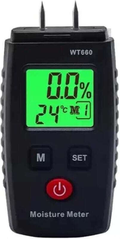 Holzfeuchtemessgerät, digitaler Nadelfeuchtedetektor, Lecksuchgerät, tragbares Feuchtemessgerät für Bauholz, Wände usw.