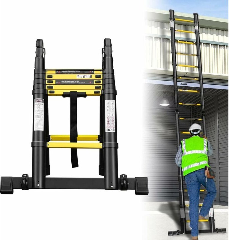 Alu Teleskopleiter Klappleiter Ausziehbar Leiter Klappbar Mehrzweckleiter Ausziehleiter Stehleiter Anlegeleiter, 150 kg ...