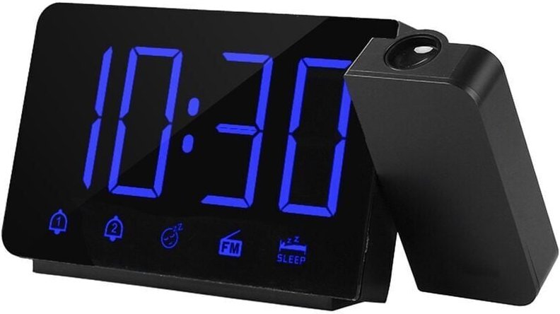Linghhang - Blu-ray) 180-Grad-Projektor, Radio-Projektionswecker, elektronische Uhr mit LED-Anzeige, digitaler Projektio...