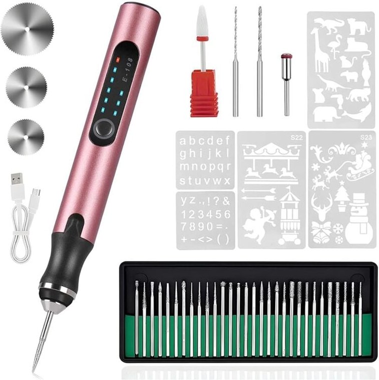 Elektrischer Gravierstift mit 37 Bits, per usb wiederaufladbare kabellose Maschine, tragbarer DIY-Rotationsgravierer