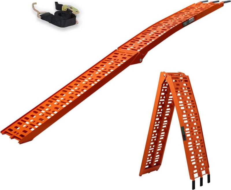 Thumbnail - Baumarktplus - trutzholm 1x Auffahrrampe klappbar 228 cm Traglast 340 kg Alu orange gelocht Motorradrampe Mofarampe