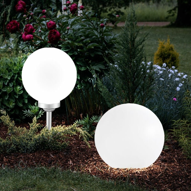 2x Solarleuchte Außen led Stecklampe Kugelleuchten 2er Set Gartenleuchten Gartenkugel Solar Steckleuchte, 25x65cm, Garte...