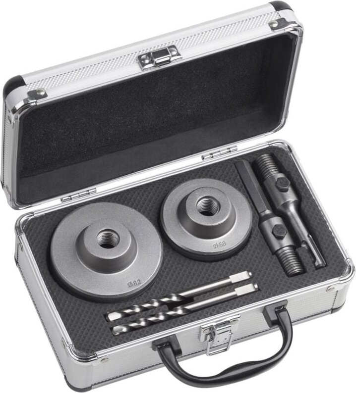 Bohrkronen-Set 6-teilig - ø 68 + 82 mm - 50 mm Schnitttiefe - SDS-Plus- & Sechskant-Adapter - 2 Zentrierbohrer / Lochboh...