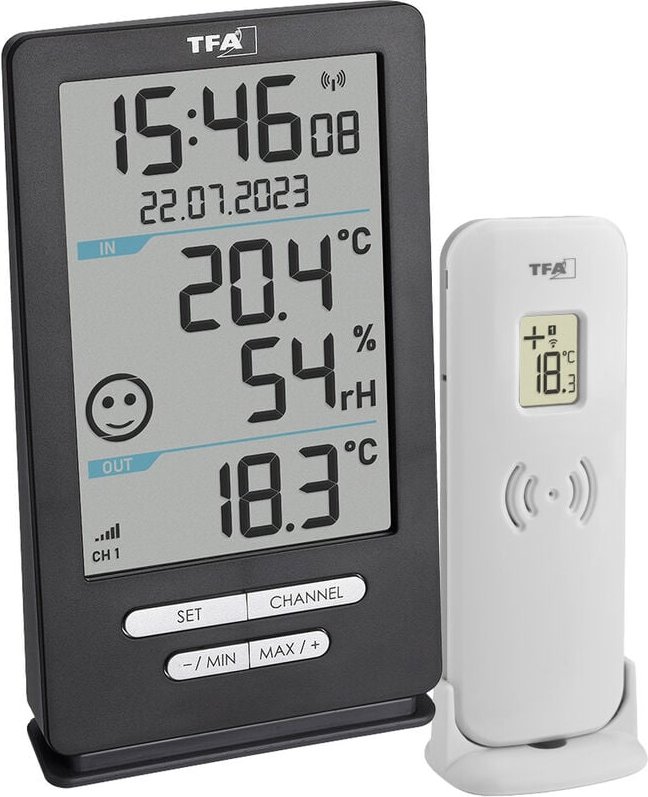 Tfa Dostmann - Funk-Thermometer xena home Funk-Thermometer digital Anthrazit 30.3074.10