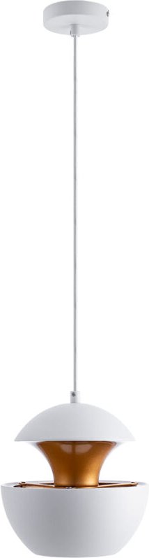 Paco Home - Pendelleuchte Hängelampe Esstischlampe 1,5m Textilkabel Kürzbar Indirektes Licht Weiß-Gold, Ø20 cm