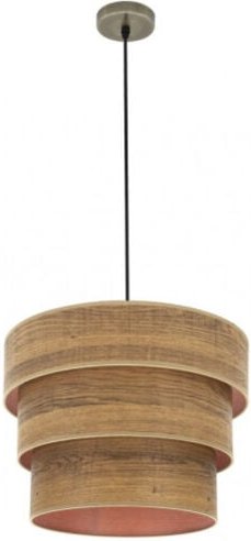 Fabrilamp - Dreifach-Hängeleuchte smile 1xe27 Leder/dunkles Holz regx40x40 cm