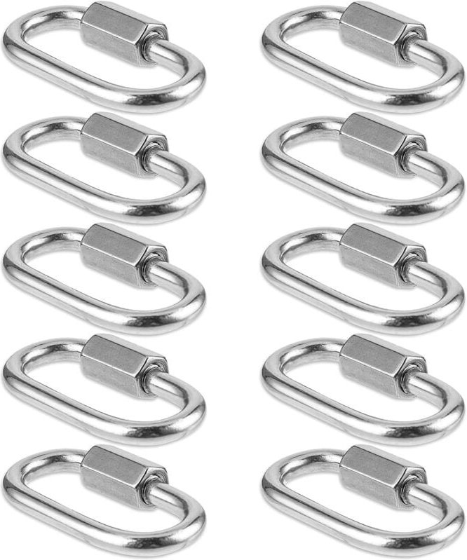 Thumbnail - 10er-Pack kleine, robuste Karabinerhaken aus 304 Edelstahl M3.5 mit Schrauben für Camping, Wandern, Hängematte - Lablanc