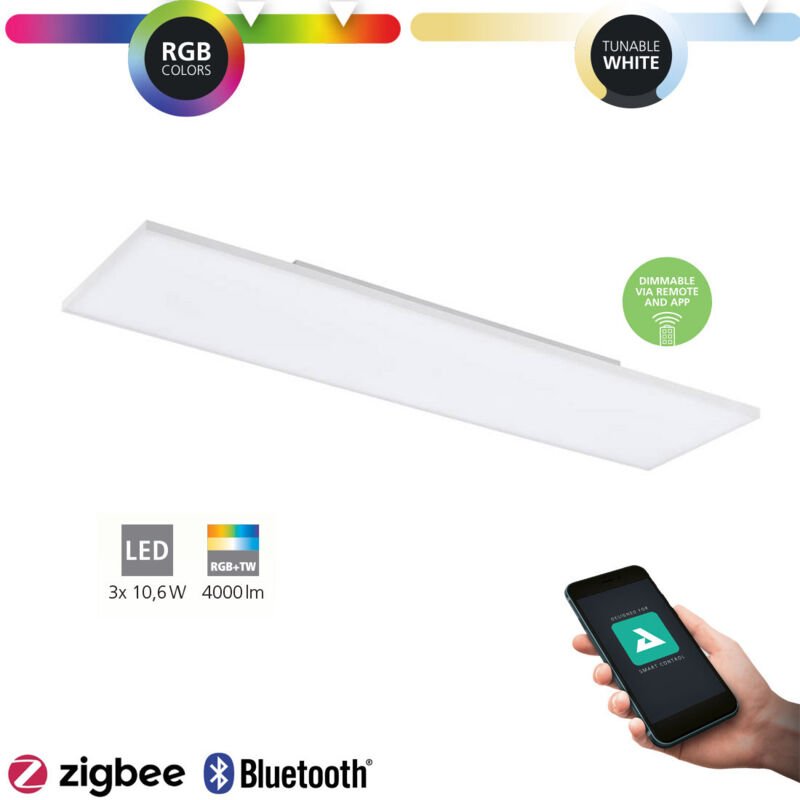 Led cct Deckenleuchte Turcona-Z 120x30cm weiß, rgb, Smart Home connect.Z - Eglo