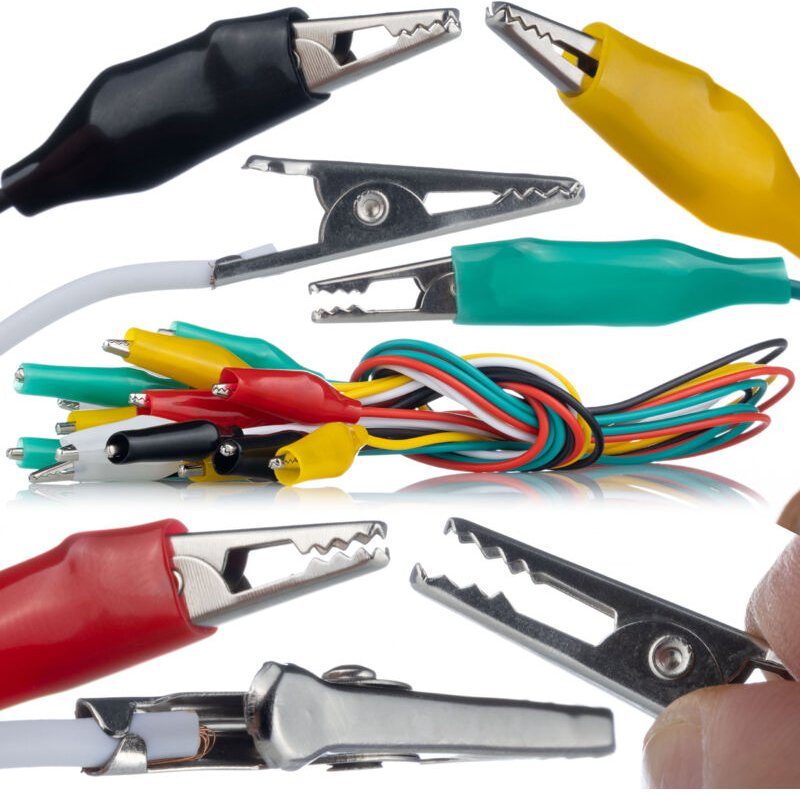 Rosfix Messleitungen Set – Mit Krokodilklemmen Doppelseitig 50cm Länge, 27mm Klemmen Elektrische Tests Verkabelungszubeh...