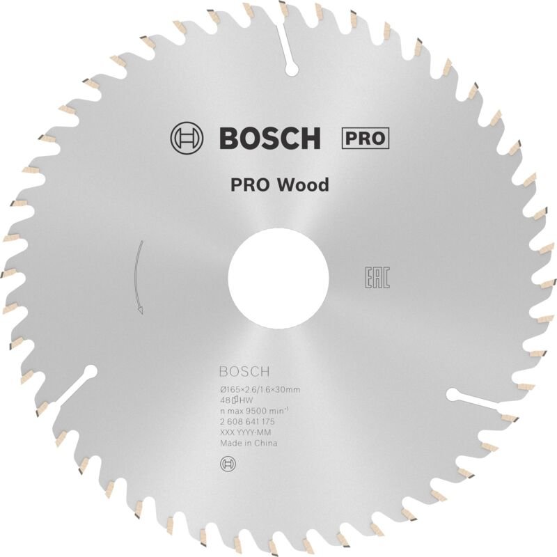 Pro Wood Kreissägeblatt, 165 x 2,6 x 30 mm, T48 - Bosch