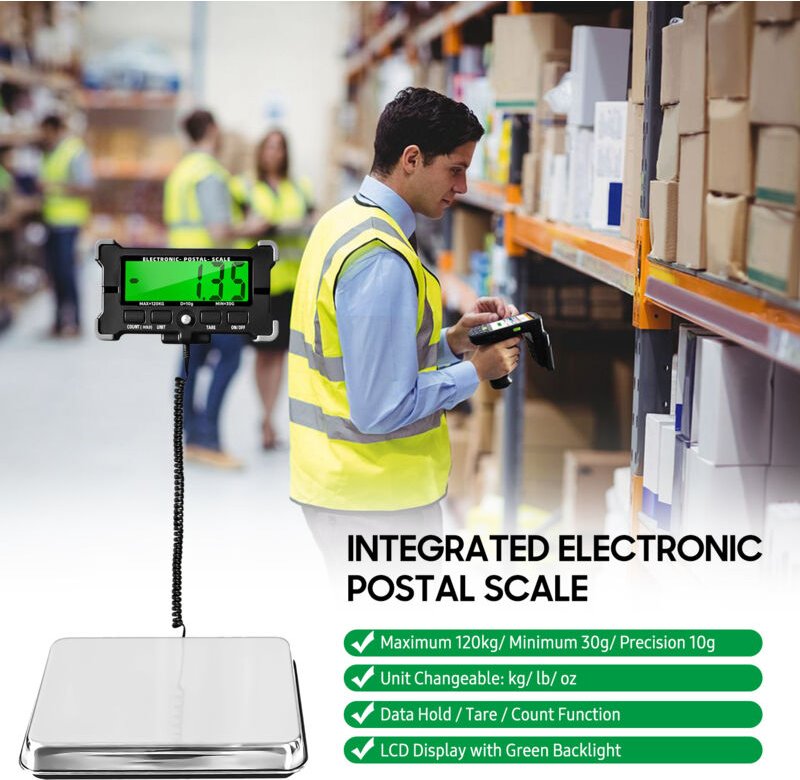 Eosnow 264 Pfund Elektronische Postwaage, 10 g, präzise integriert, Edelstahl, digital, mit LCD-Hintergrundbeleuchtung, ...