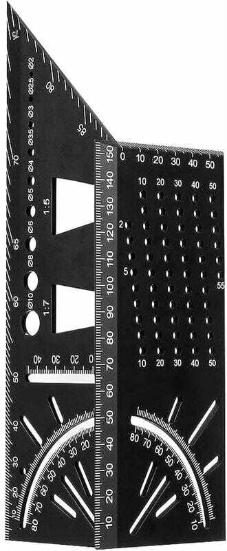 Shining House - 3D-Zimmermannswinkel, Winkellineal aus Aluminiumlegierung, 45-90-Grad-Gehrung, Holzbearbeitung, Messline...