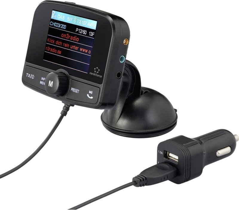 Thumbnail - Renkforce RF-CRDAB-100 DAB+ Empfänger Saugnapfhalterung, Bluetooth Musikstreaming
