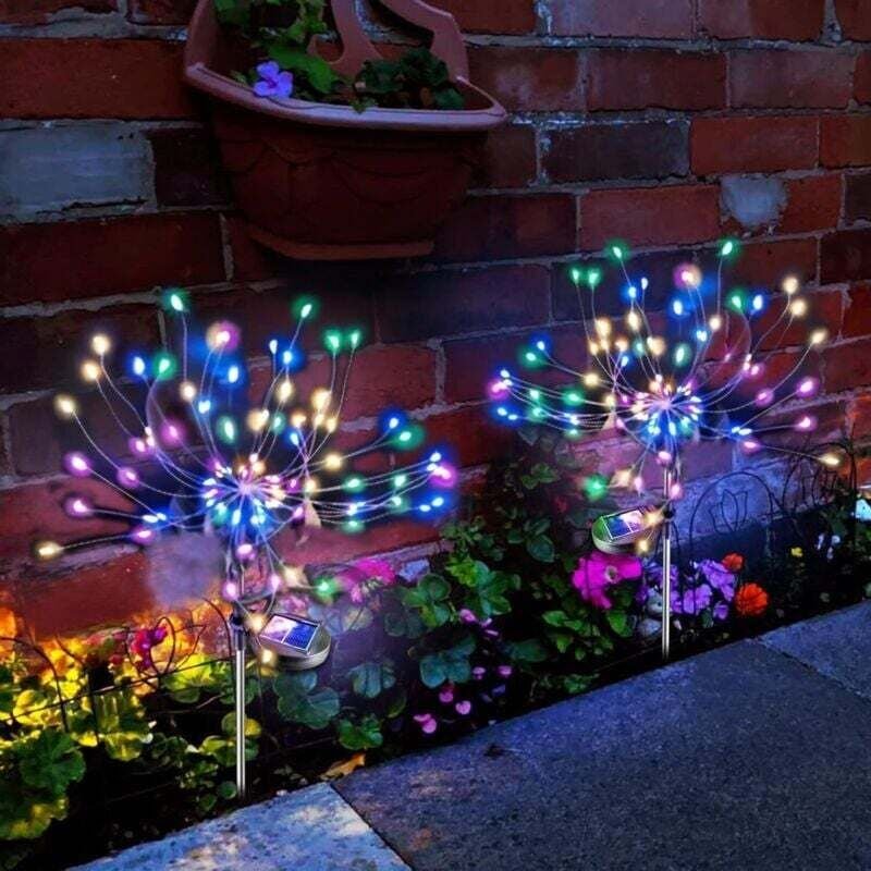Solar-Gartenleuchten, 2er-Pack, je 60 Lichter, für die Gartendekoration im Freien (buntes Licht)