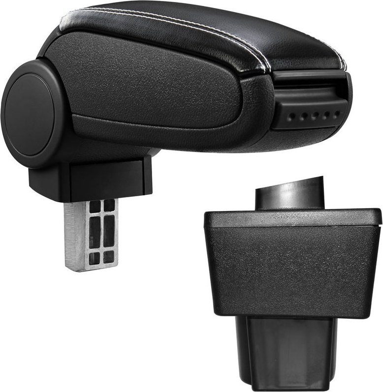 Mittelarmlehne Skoda Yeti mit Staufach Kunstleder Schwarz mit weißen Nähten pro.tec