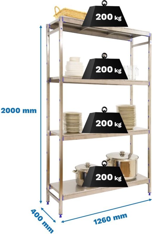 Simonrack Moderne Regal Edelstahl 2000x1260x400 mm