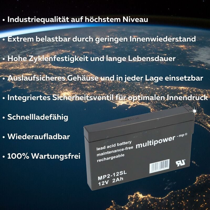 Multipower - Blei-Akku MP2-12SL Pb 12V / 2,0Ah