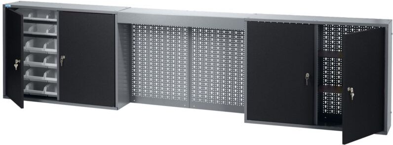 Küpper Hängeschrank 70189, Breite 240 cm, 36 Stapelboxen, 4 Fachböden