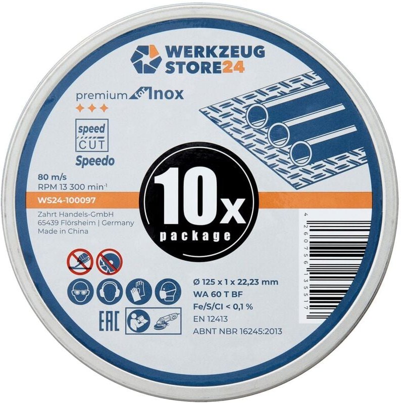 Thumbnail - Ws24 - 10x Spezialtrennscheibe 125 x 1 x 22 FastCut Inox in Metalldose 100097