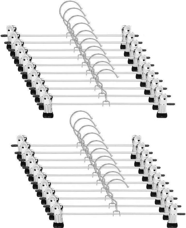 20 Pack Hangers, with Clips, Metal, Space Saving, Ultra-Thin, Stainless Steel Hangers for Skirts, Pants, Jeans and More